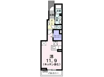 グリーン フィールド Ⅰ(ワンルーム/1階)の間取り写真