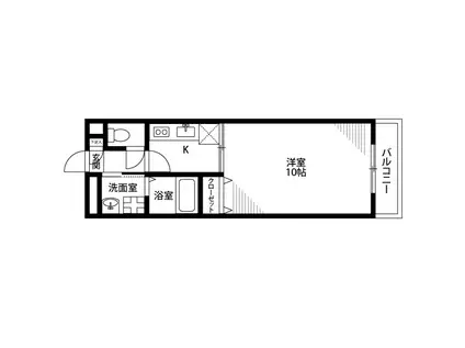 アンプルールクラージュコリーヌシャンⅡ(1K/1階)の間取り写真