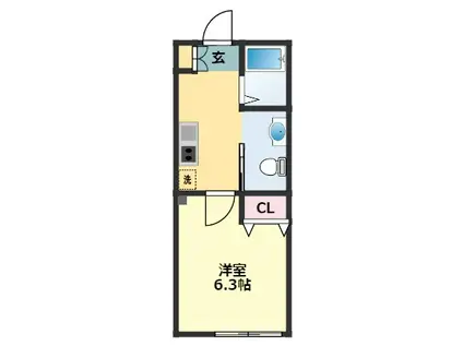 エルミタージュ堀ノ内(1K/2階)の間取り写真