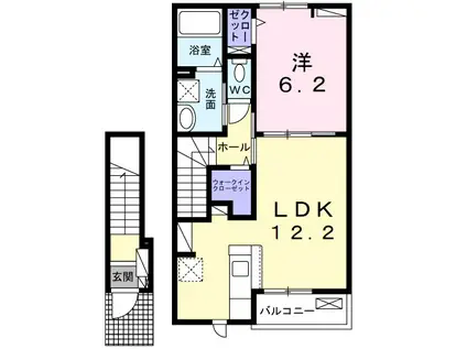 ファー ビヨンド Ⅴ(1LDK/2階)の間取り写真