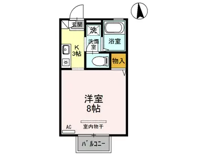 ロイヤルカームコートB(1K/1階)の間取り写真