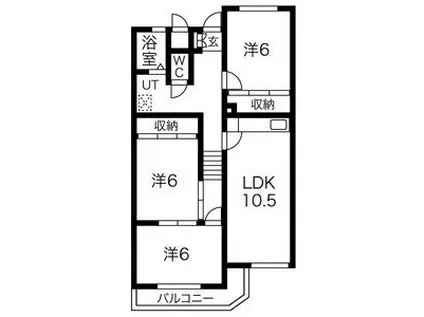 シャトーロイヤル南山(3LDK/2階)の間取り写真