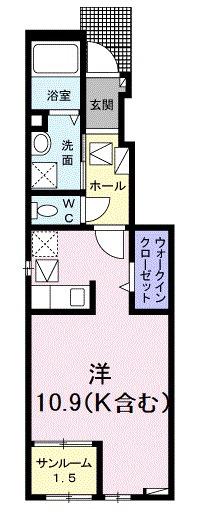 ユーフォリアネクストⅡ(ワンルーム/1階)の間取り写真