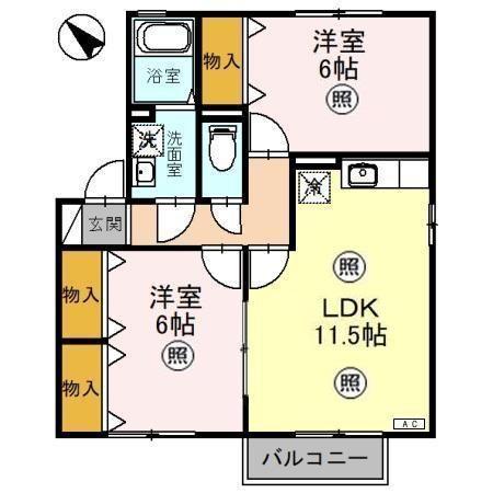 アットイーズⅢ(2LDK/2階)の間取り写真