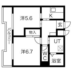 メゾンドール永塚(2K/3階)の間取り写真
