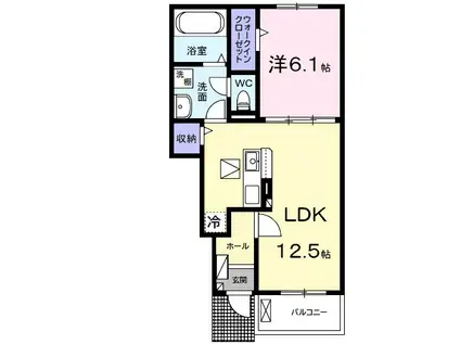 二間塚アパート1(1LDK/1階)の間取り写真