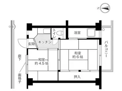 ビレッジハウス上条 2号棟(2K/1階)の間取り写真