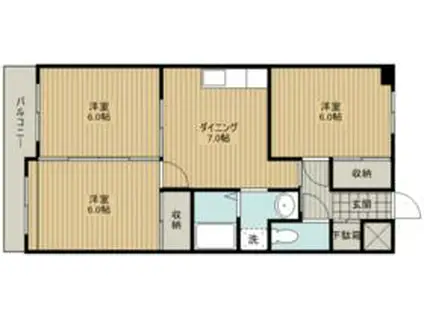 マンション・オルフィス(3DK/3階)の間取り写真