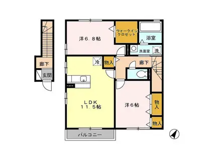 サングリーンC(2LDK/2階)の間取り写真