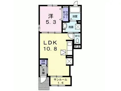 グランベルⅢ(1LDK/1階)の間取り写真