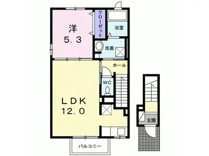 グランベルⅢ(1LDK/2階)の間取り写真