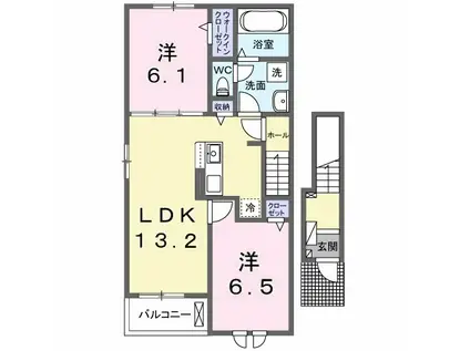 エスポワールⅢ(2LDK/2階)の間取り写真