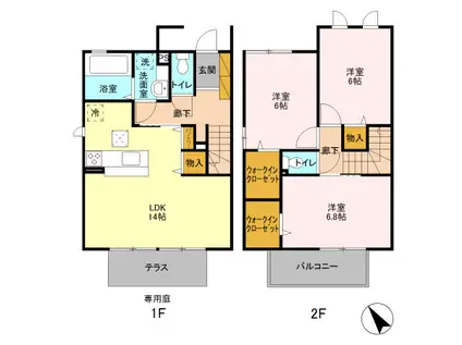 プランドールタウン若木 C(3LDK)の間取り写真