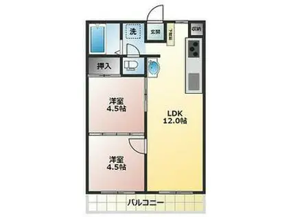 プラネットマンション(2LDK/2階)の間取り写真