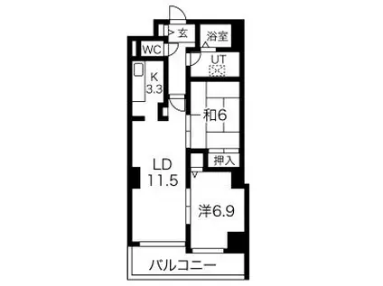 パインフィールド吉祥院(2LDK/7階)の間取り写真