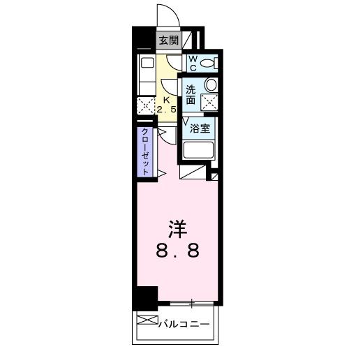 アルカディアⅨ(1K/5階)の間取り写真