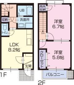 ファミール松花B(2LDK)の間取り写真