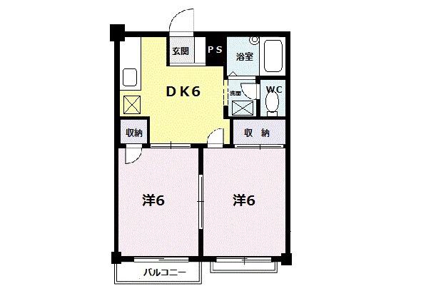 ルミエールパートⅤ(2DK/1階)の間取り写真