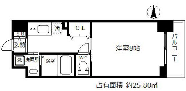 ディクス梅田東レジデンス(1K/3階)の間取り写真