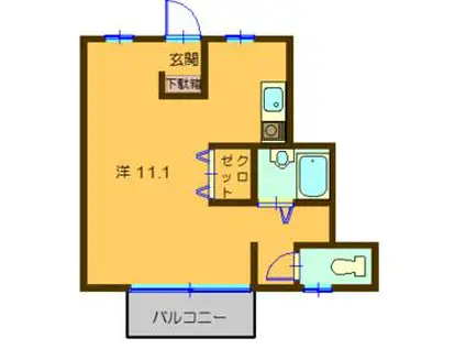 MOビル(ワンルーム/2階)の間取り写真