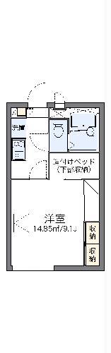 レオパレス古市場2(1K/1階)の間取り写真