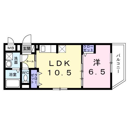 鄕祖 Ⅲ(1LDK/2階)の間取り写真
