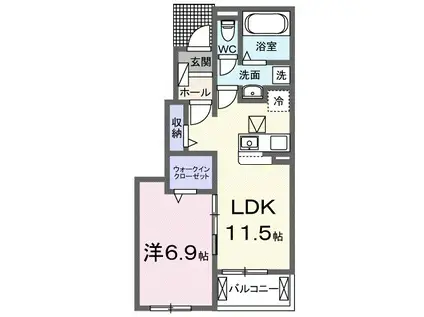 エスポワールⅡ(1LDK/1階)の間取り写真