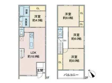 名古屋市東山線 一社駅 徒歩14分 2階建 築5年(4LDK)の間取り写真