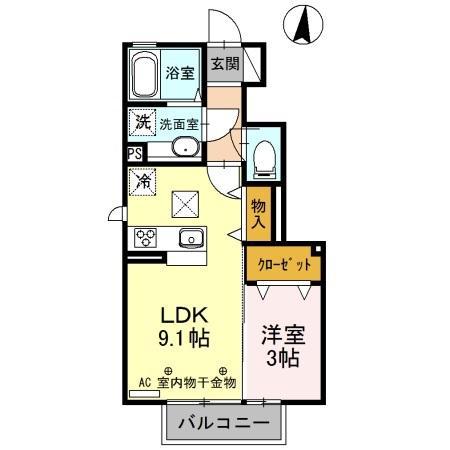 アオーラ泉 A(1LDK/1階)の間取り写真