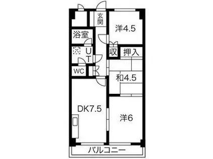 クランブレ西川田(3DK/4階)の間取り写真
