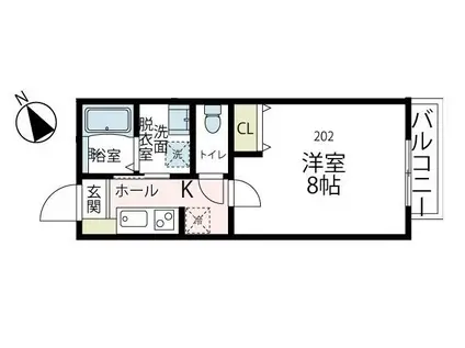 ブラン・ド・ノワール(1K/1階)の間取り写真