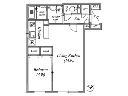 PASEO高田馬場Ⅲ(1LDK/3階)の間取り写真