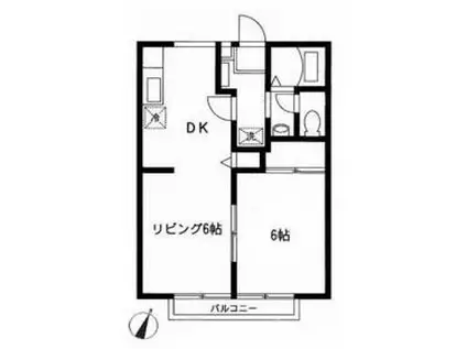 イーストヒルズ(1LDK/1階)の間取り写真