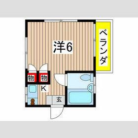 コーポ西国立(1K/3階)の間取り写真