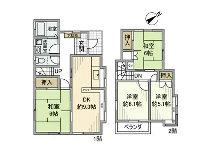 横浜線 古淵駅 徒歩17分 2階建 築43年(4DK)の間取り写真