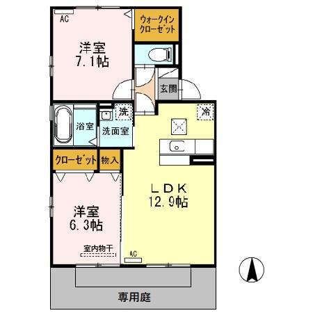 コアロードⅤ(2LDK/1階)の間取り写真