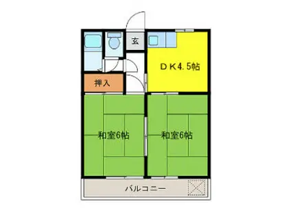 コーポアサノ(2DK/2階)の間取り写真