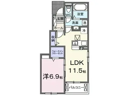 グラースSAM Ⅳ(1LDK/1階)の間取り写真