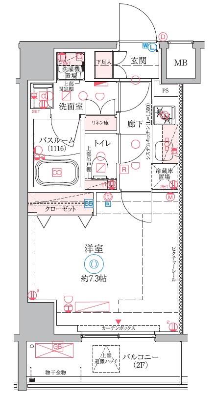 クレヴィスタ中野新橋Ⅱ(1K/5階)の間取り写真