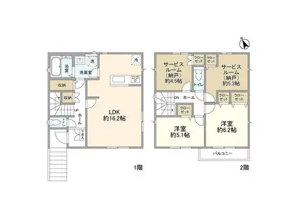 京成電鉄本線 実籾駅 徒歩18分 2階建 築2年(2SLDK)の間取り写真