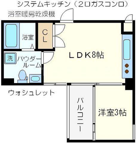 アドバンス心斎橋NEXTURE(1LDK/4階)の間取り写真