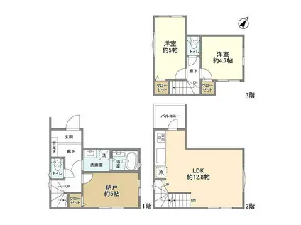 KOLETTERRACE下野毛08(2SLDK)の間取り写真