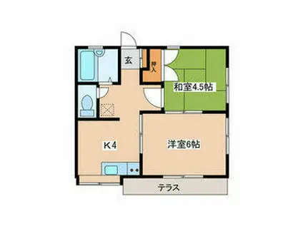 衣笠サニーハイツ(2K/2階)の間取り写真