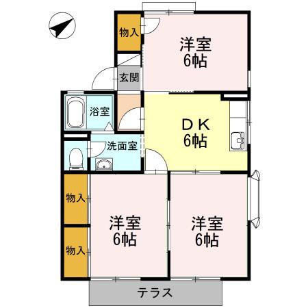 セジュール深沢A(3DK/1階)の間取り写真