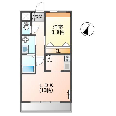 エルディアⅡ(1LDK/2階)の間取り写真