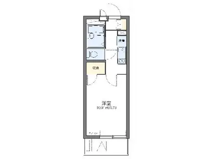 レオパレスグリーンフラットF(1K/1階)の間取り写真