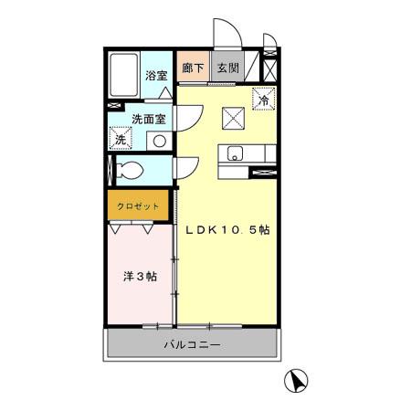 ディアコートKHⅡ(1LDK/1階)の間取り写真