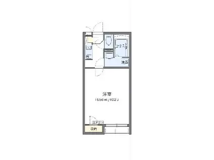 クレイノエストカーサ(1K/1階)の間取り写真