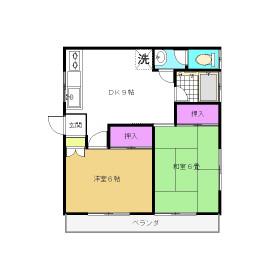 コーポ城山(2DK/2階)の間取り写真