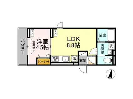 グラナーデ西瑞江Ⅱ(1LDK/2階)の間取り写真